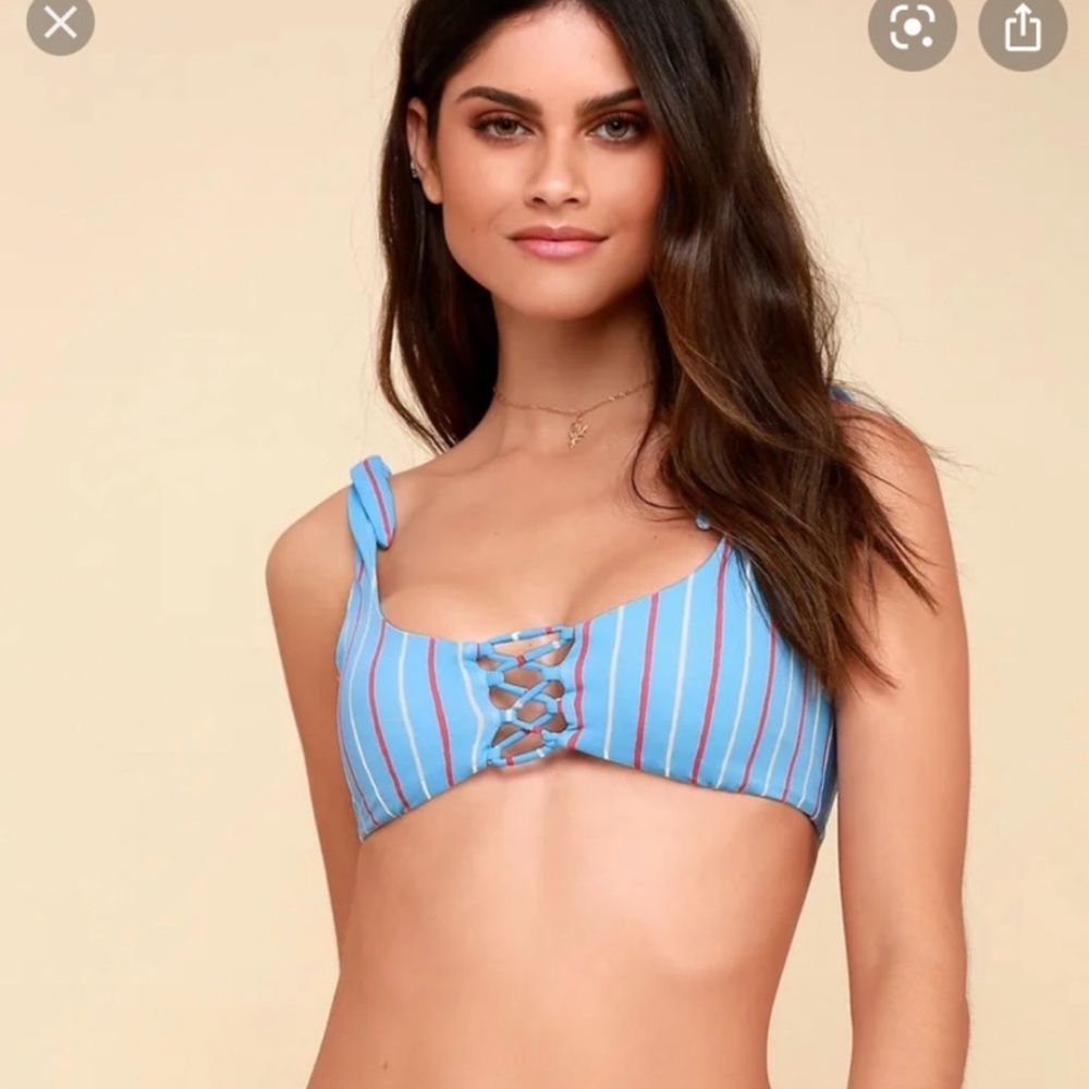 Amuse Society Sky Blue and White Striped Bikini Set